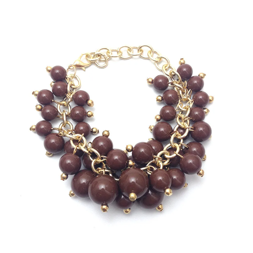 Newest fashion candy color chain bracelet multilayer pearl charm bracelet women bracelet bangle jewelry