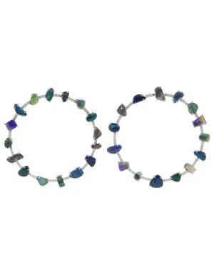 Opal and Diamond Forward Facing Hoops