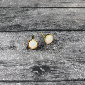 Opal Circle Stud Earrings (ROSE GOLD OR GOLD)