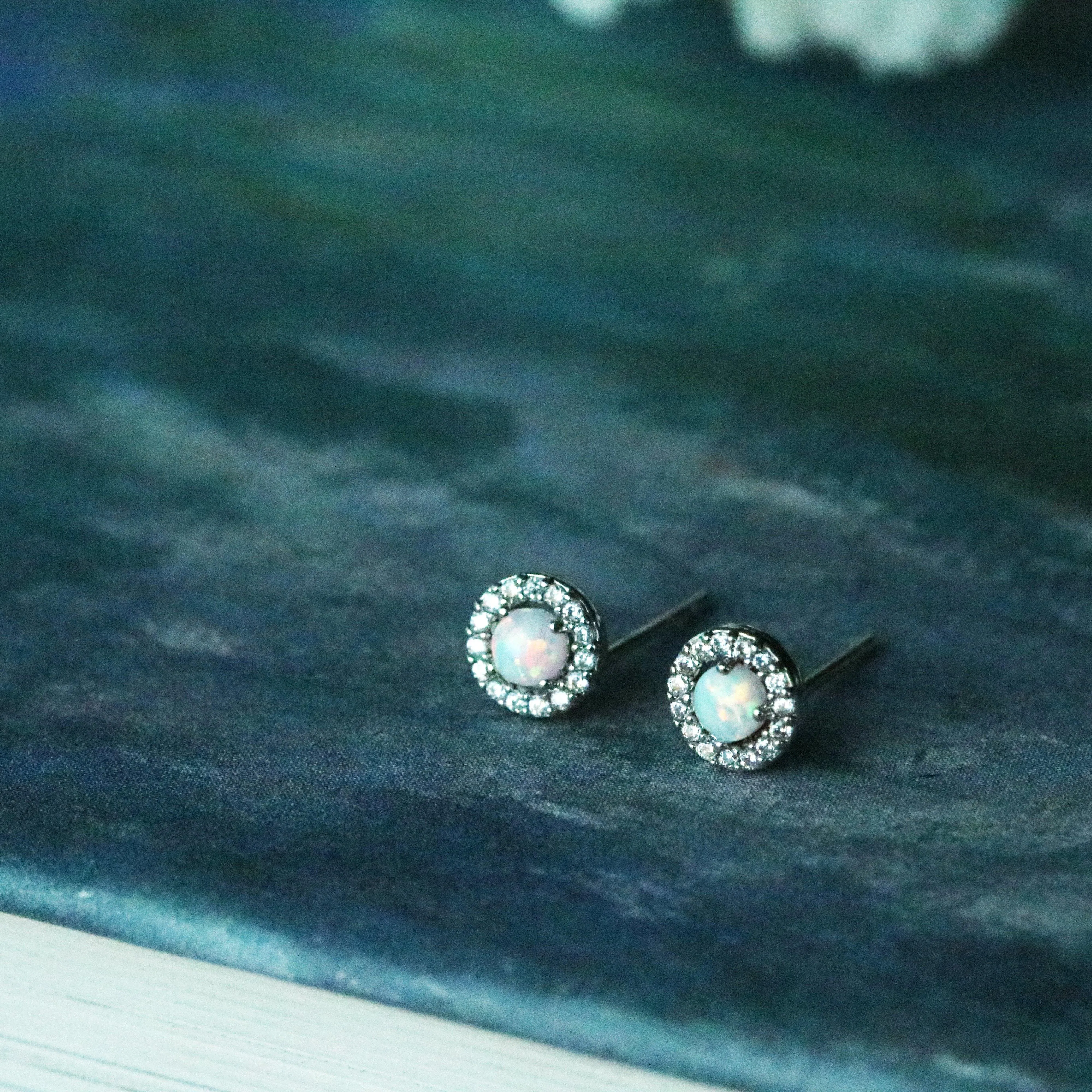 Opal cubic stud earrings