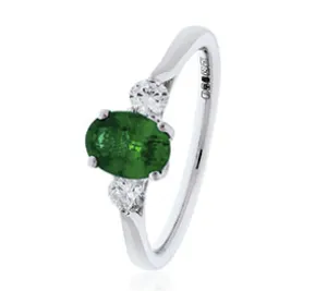 Oval Cut Centre Emerald & Diamond Ring