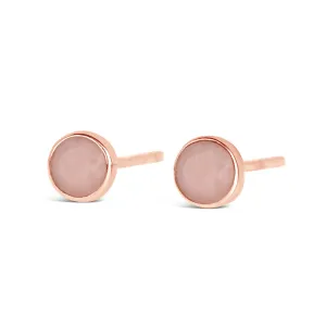 Pink Opal Mini Stud Earrings | Rose Gold - October