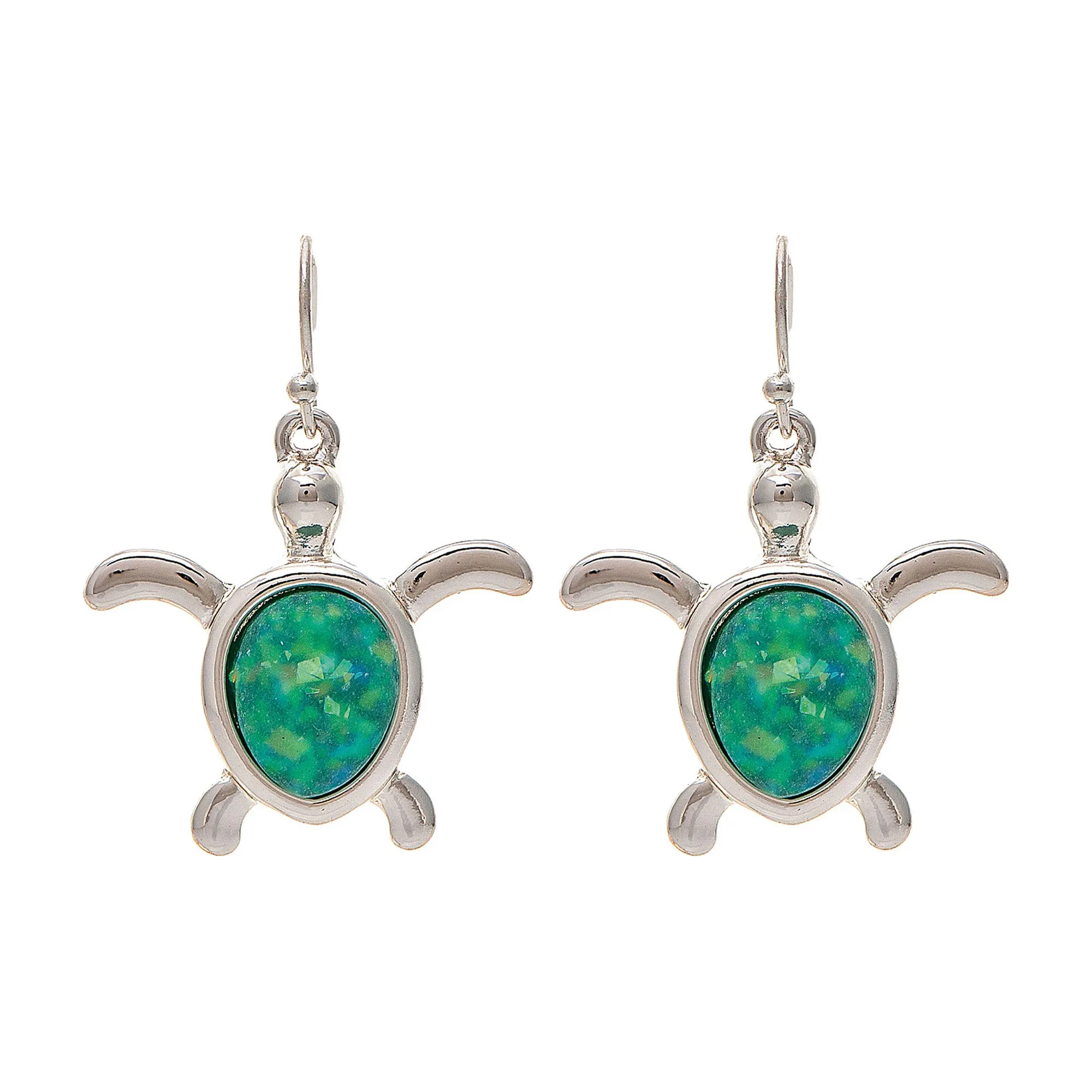 Rain Jewelry Green Opal Silver Turtle Back Silver Earrings