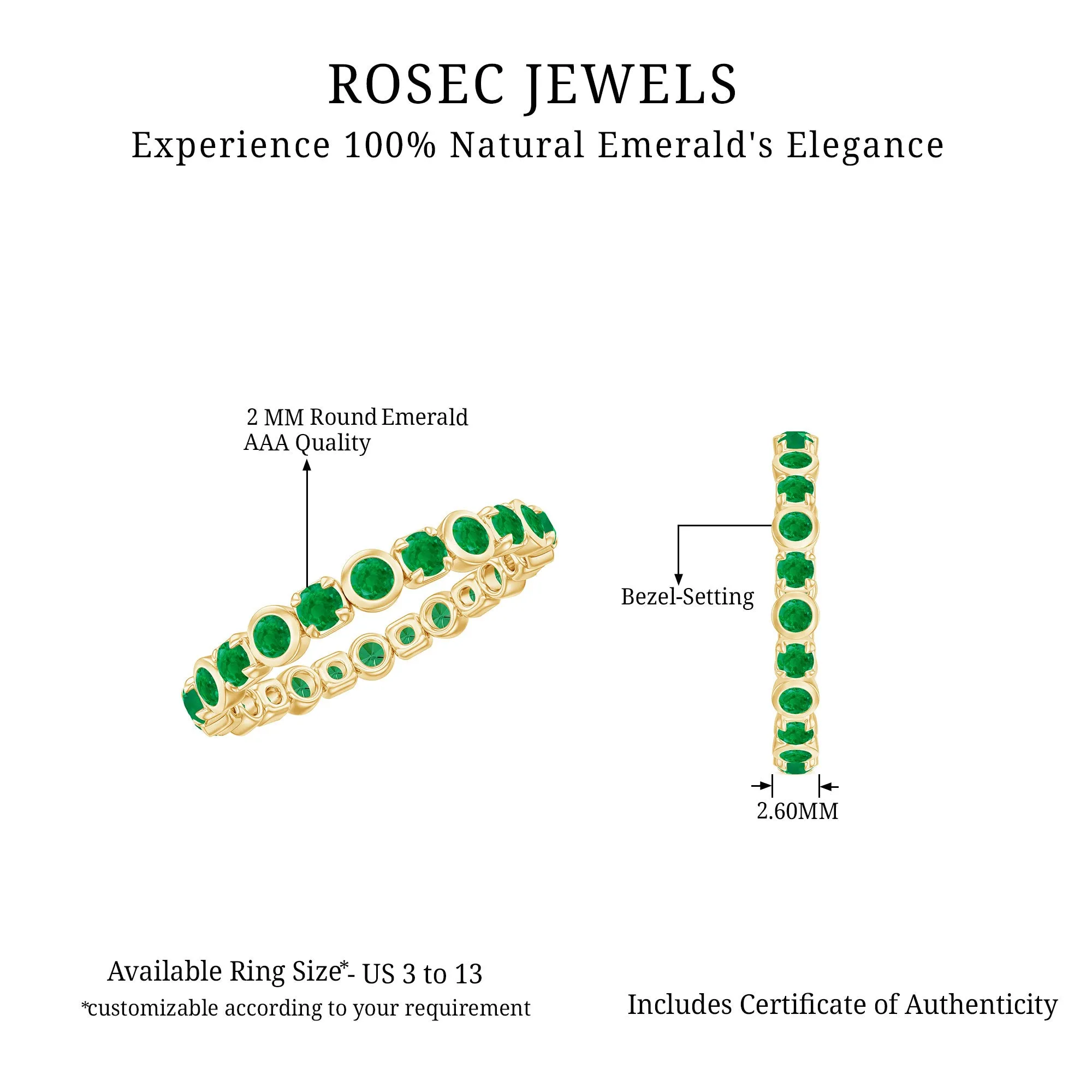 Real Emerald Geometric Full Eternity Ring