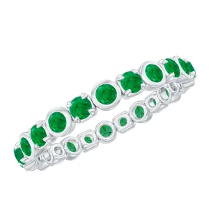 Real Emerald Geometric Full Eternity Ring