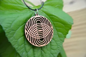 Reflection Circle Pendant in cherry on leather cord