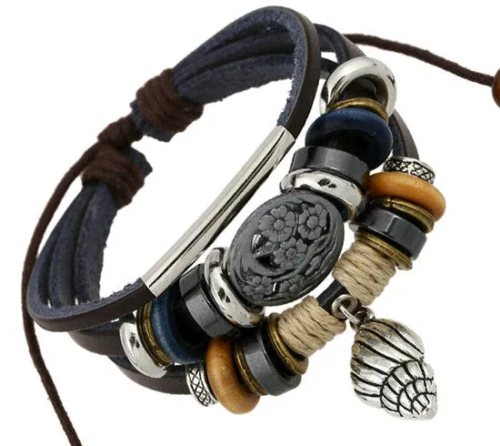 Retro rope leather mens bracelets leather rope hand woven bracelet for men rope braided bracelet male female bracelet Jewelry