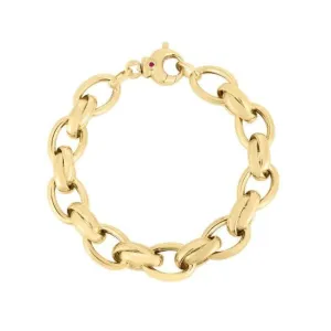 Roberto Coin Designer Gold 18K Yellow Gold Oval Alternating Link Bracelet