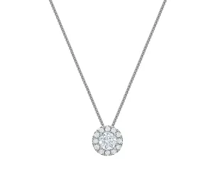 Round Diamond Halo Pendant Necklace .75tw