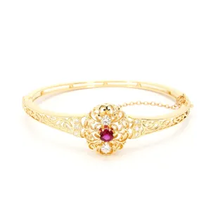 Ruby and Diamond Open-Work Bangle