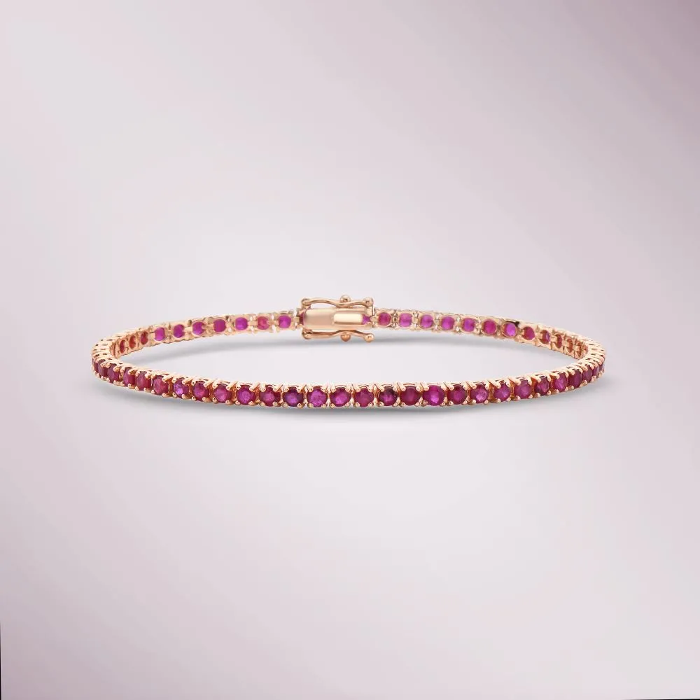 Ruby Tennis Bracelet (9.04 ct.) 3.00mm 4-Prongs Setting in 14K Gold