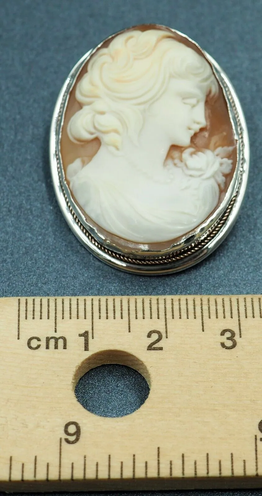 Shell Cameo 800 Sterling Silver Brooch/Pendant