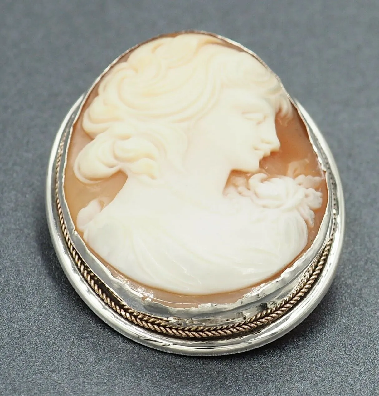 Shell Cameo 800 Sterling Silver Brooch/Pendant