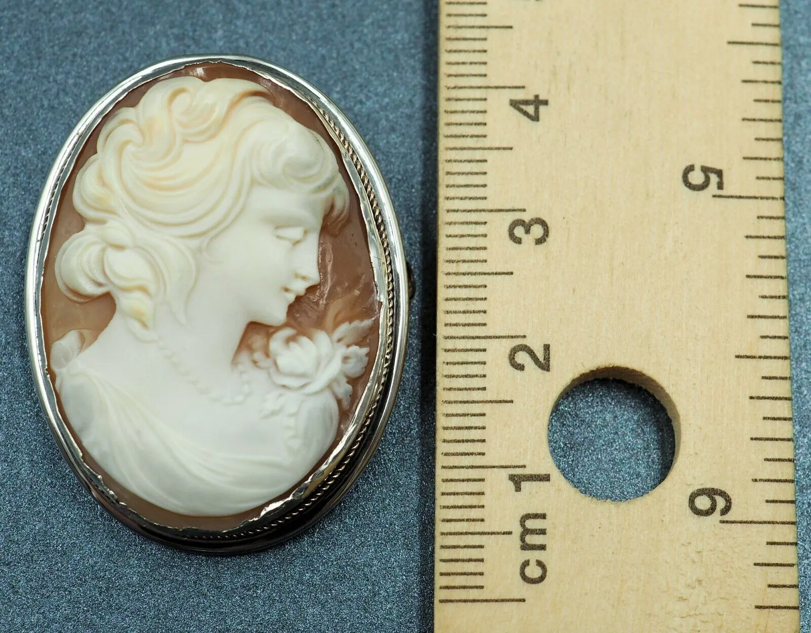 Shell Cameo 800 Sterling Silver Brooch/Pendant