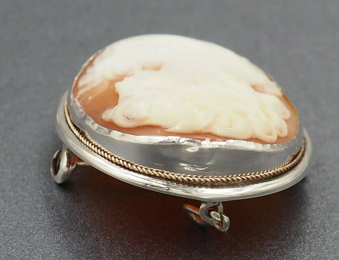 Shell Cameo 800 Sterling Silver Brooch/Pendant