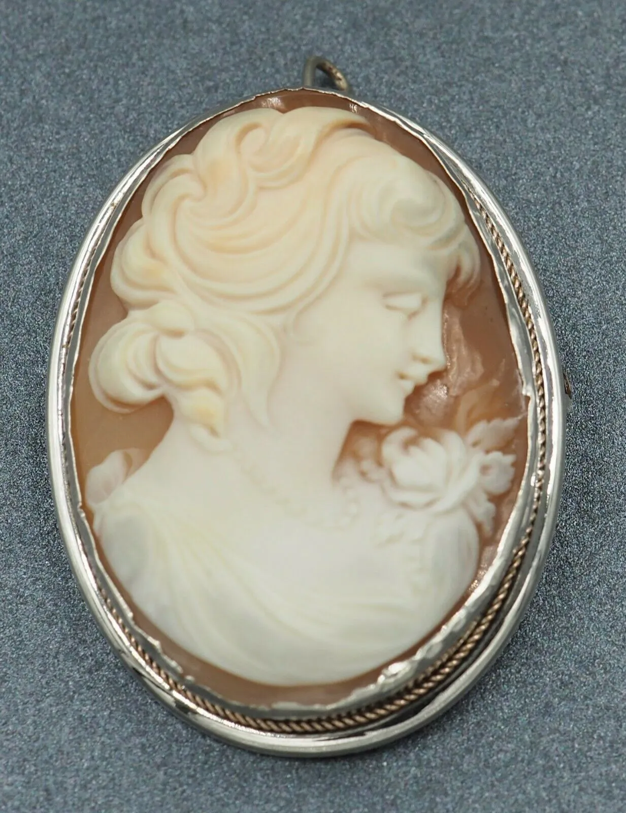 Shell Cameo 800 Sterling Silver Brooch/Pendant