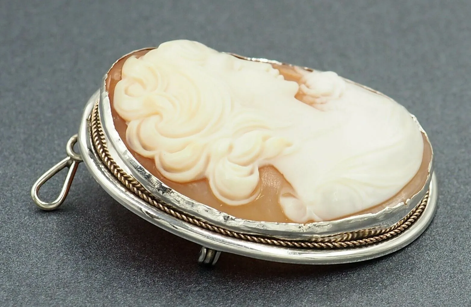 Shell Cameo 800 Sterling Silver Brooch/Pendant