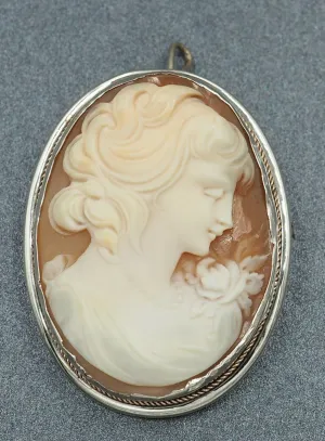 Shell Cameo 800 Sterling Silver Brooch/Pendant