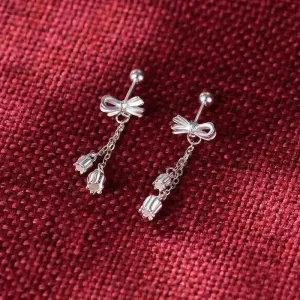 Silver Drop Earrings Tassel Bone Stud Earrings