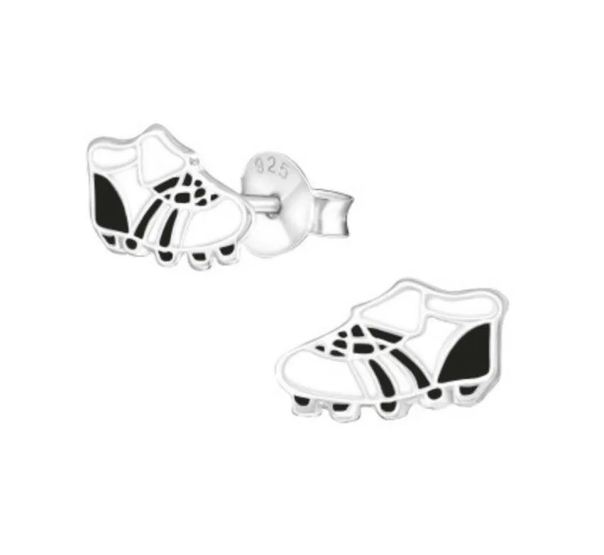 Silver Football Boot Ear Stud - Stylish Athletic Earrings for Sports Fans