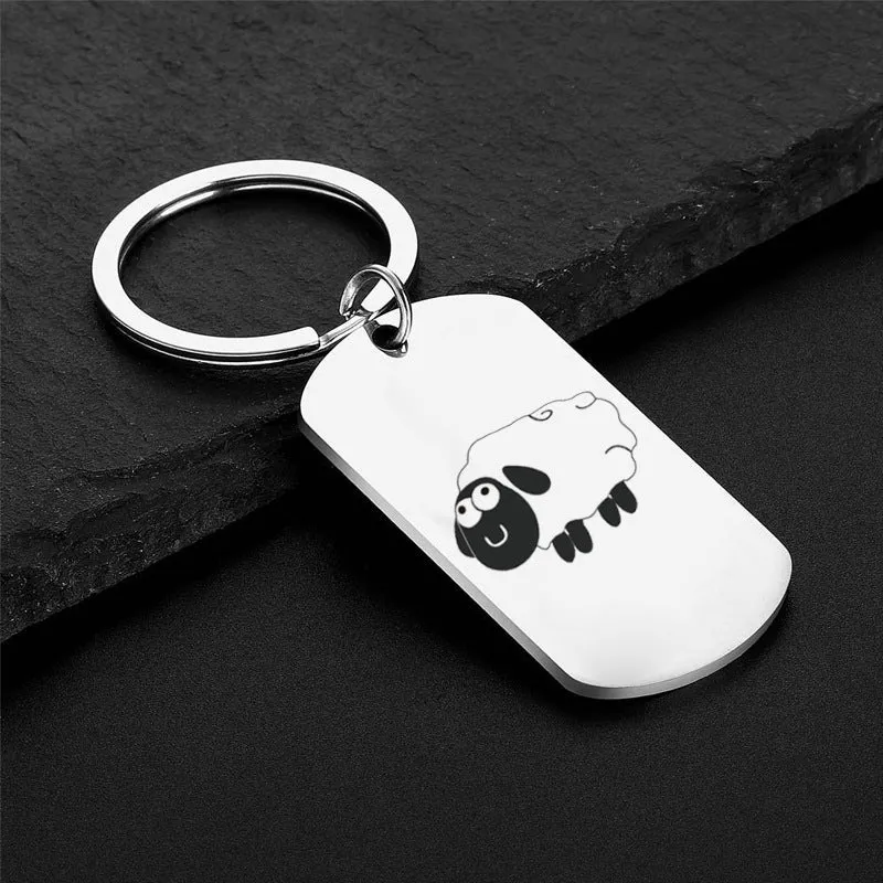 SISSLIA Popular Stainless Steel Fashion Simple Rectangular Pendant Animal Necklace For Men Women Hip Hop Jewelry