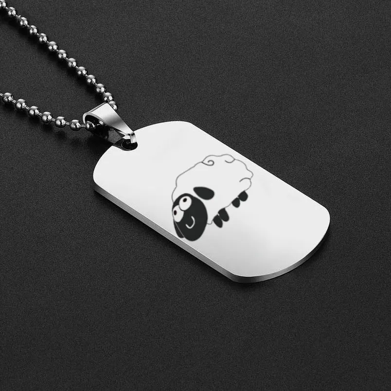 SISSLIA Popular Stainless Steel Fashion Simple Rectangular Pendant Animal Necklace For Men Women Hip Hop Jewelry