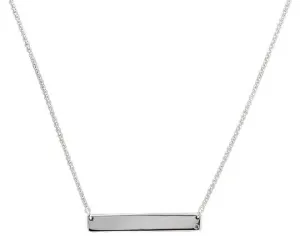 Splendid 14k Solid White Gold Bar Necklace with Diamond Accent