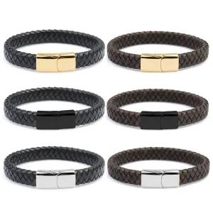 Stainless steel magnetic buckle leather leather rope