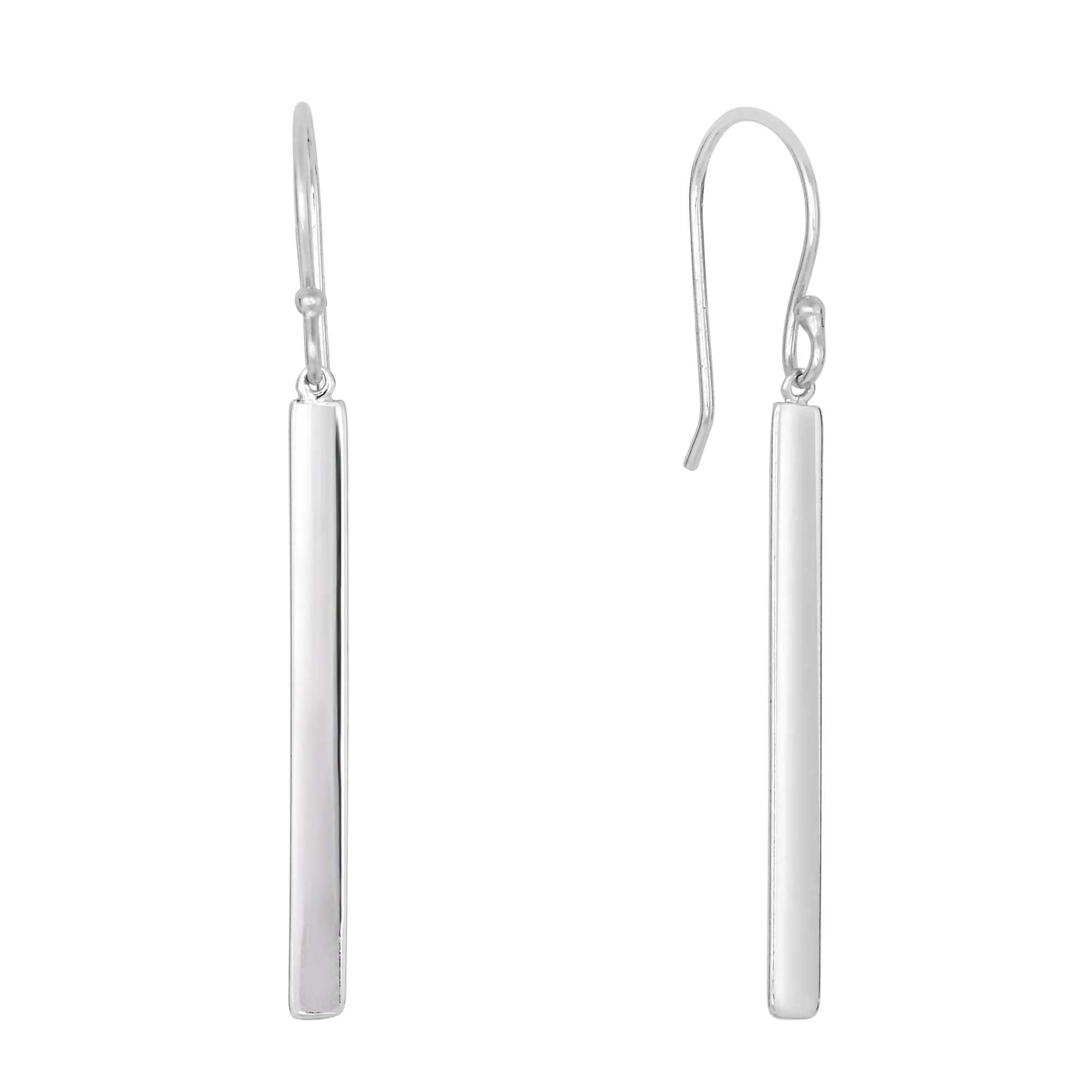 Sterling Silver Bar Style Drop Earrings With Euro Wire Clasp