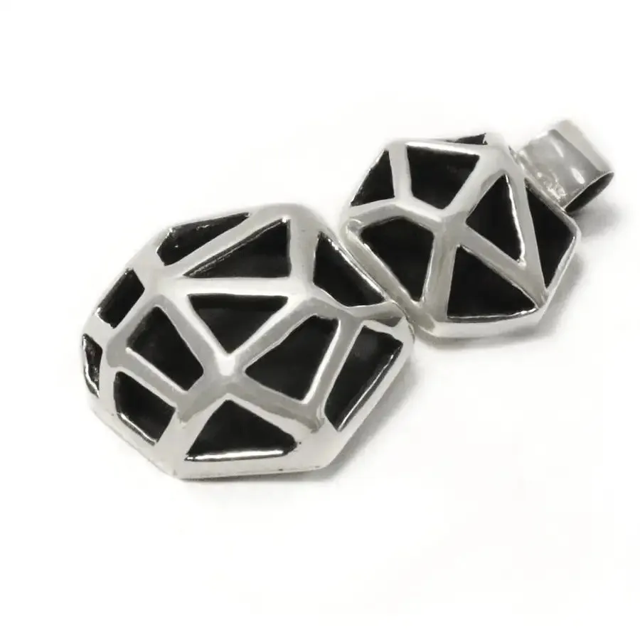 Sterling Silver Double Geometric Pendant - Structure Collection