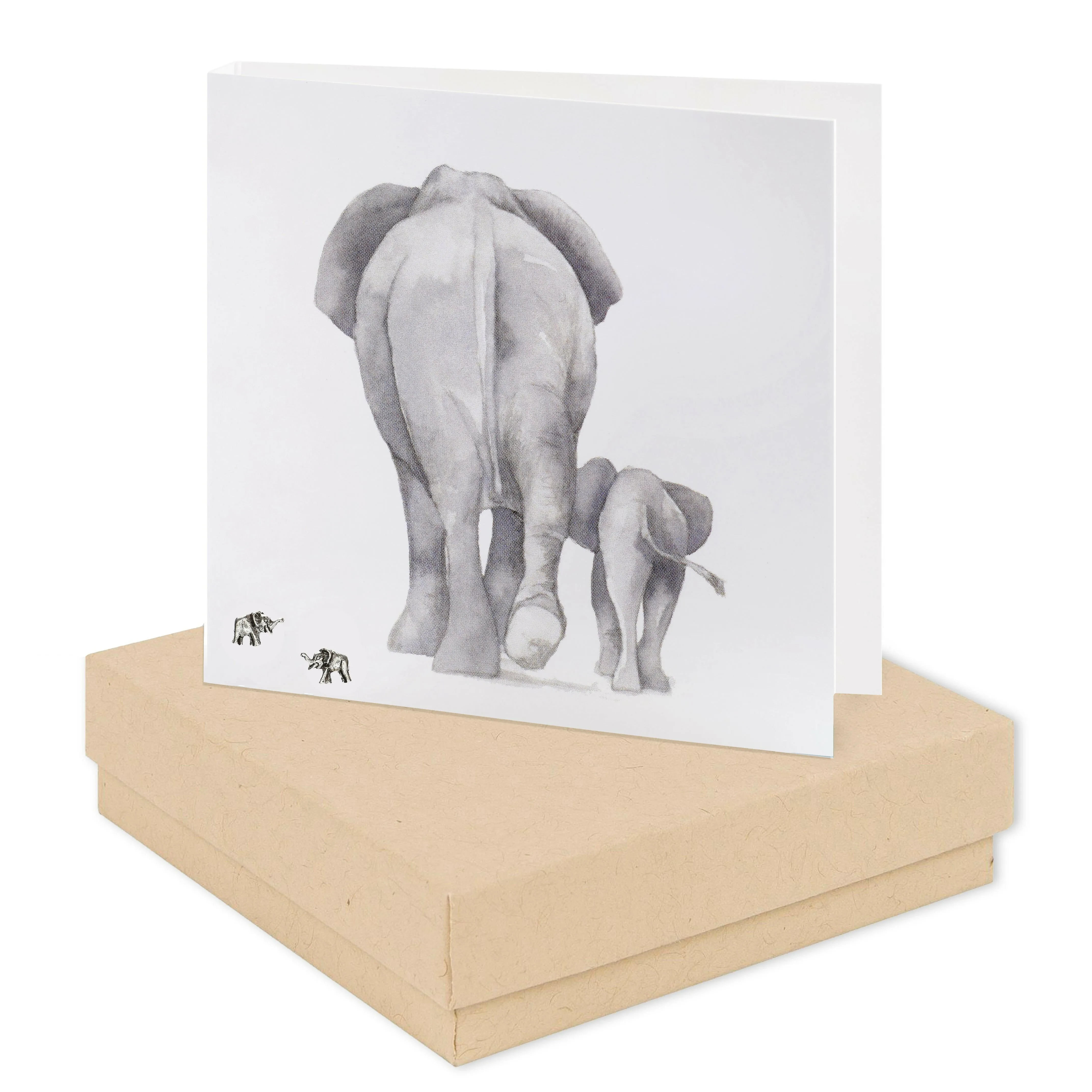 Sterling Silver Elephant Stud Earrings on Card - Perfect Gift for Animal Lovers