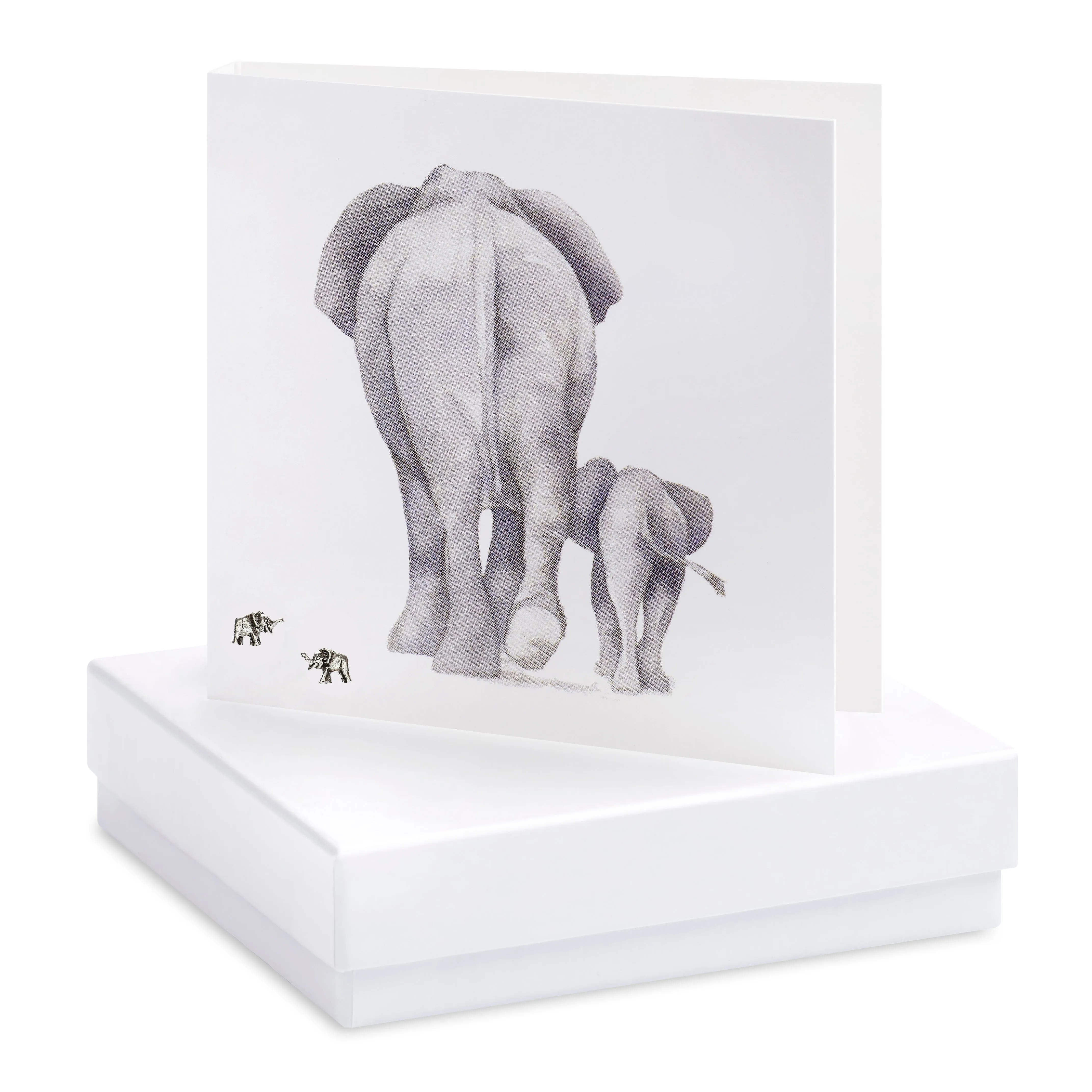 Sterling Silver Elephant Stud Earrings on Card - Perfect Gift for Animal Lovers