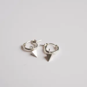 Sterling Silver Spike Charm Huggie Hoop Earrings