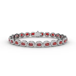 Striking Oval Ruby and Diamond Bracelet