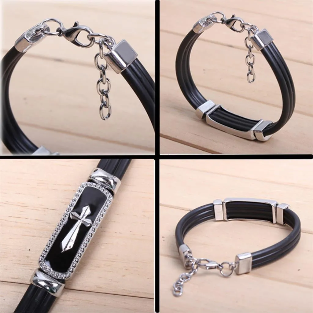 Summer Style Men Bracelet Tidy Metal Cross Men's European Fashion Pu Bracelets & Bangles Men Jewelry