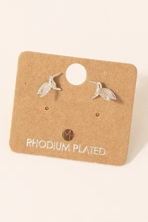 Sweet Hummingbird Tiny Stud Earrings (Silver/Gold)