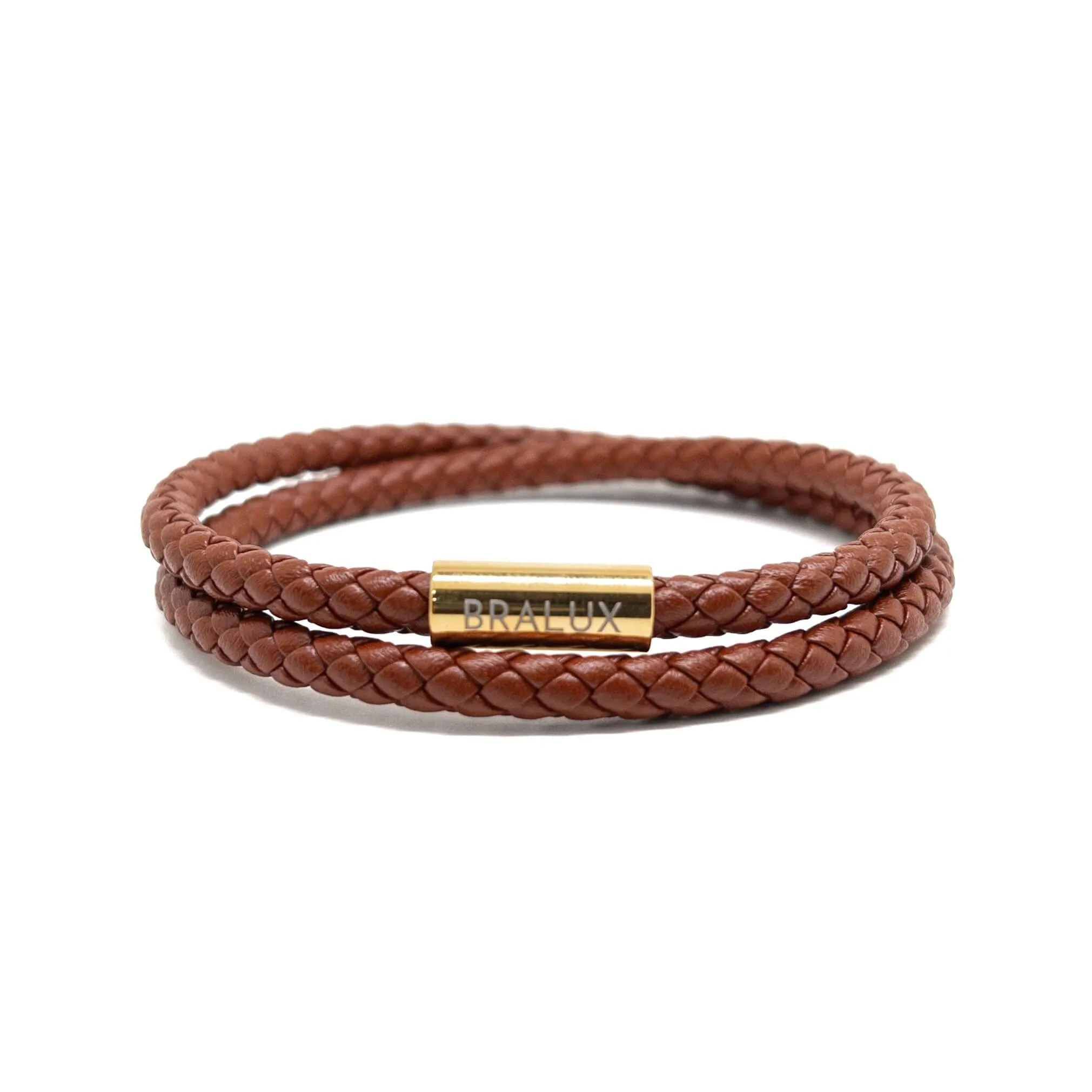 The Duo Brown Leather Bracelet with Gold Plated buckle