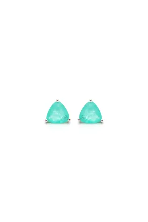 Turquoise Triangle Silver Earrings