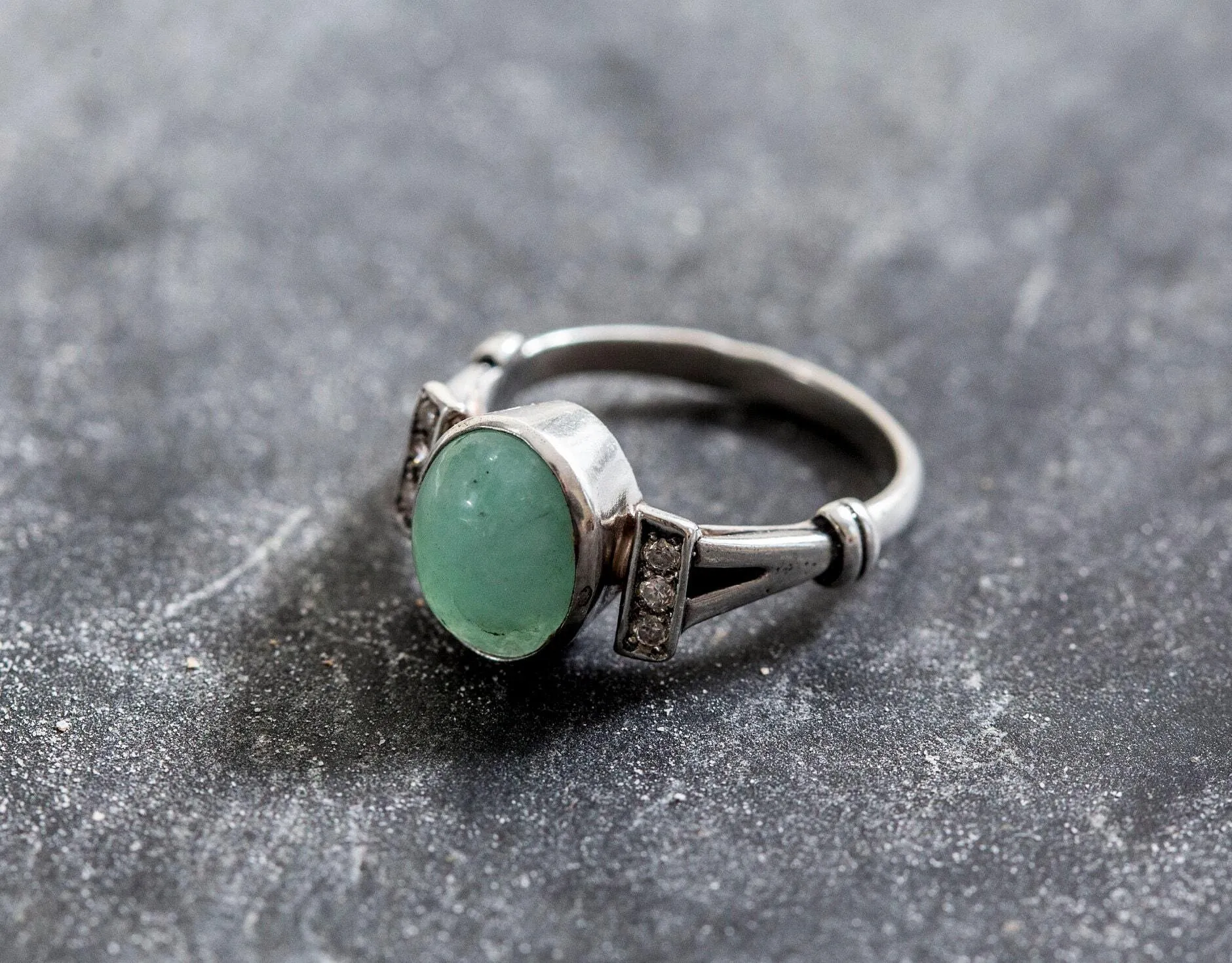 Vintage Emerald Ring - Emerald Bezel Ring - May Birthstone Ring