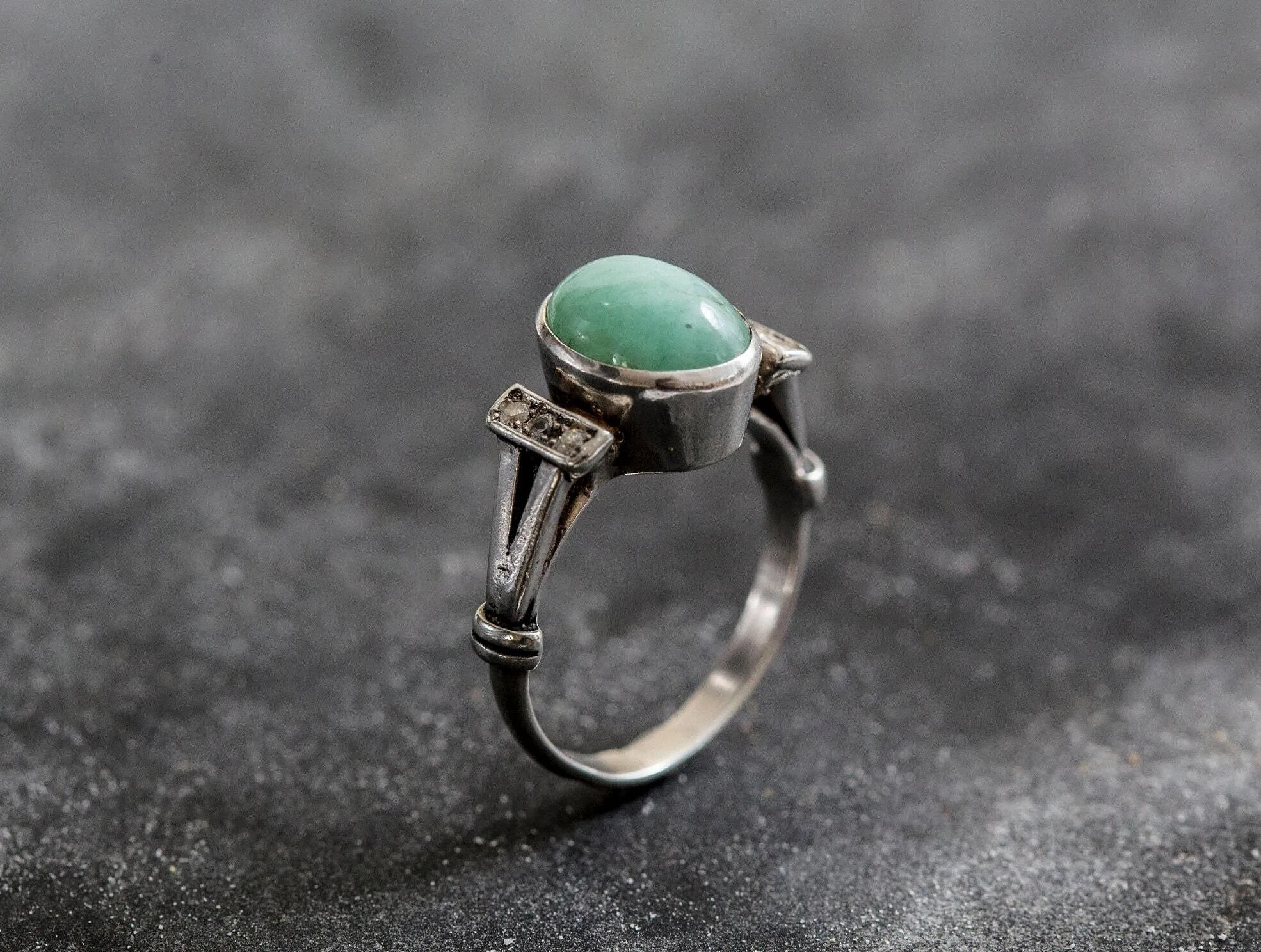 Vintage Emerald Ring - Emerald Bezel Ring - May Birthstone Ring