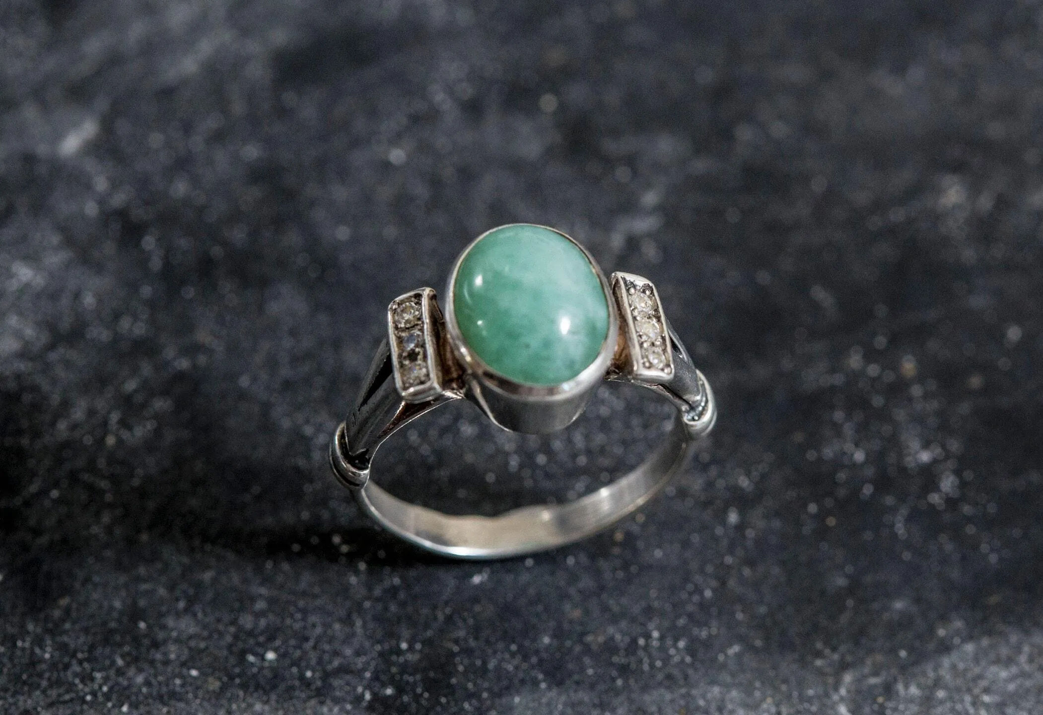 Vintage Emerald Ring - Emerald Bezel Ring - May Birthstone Ring