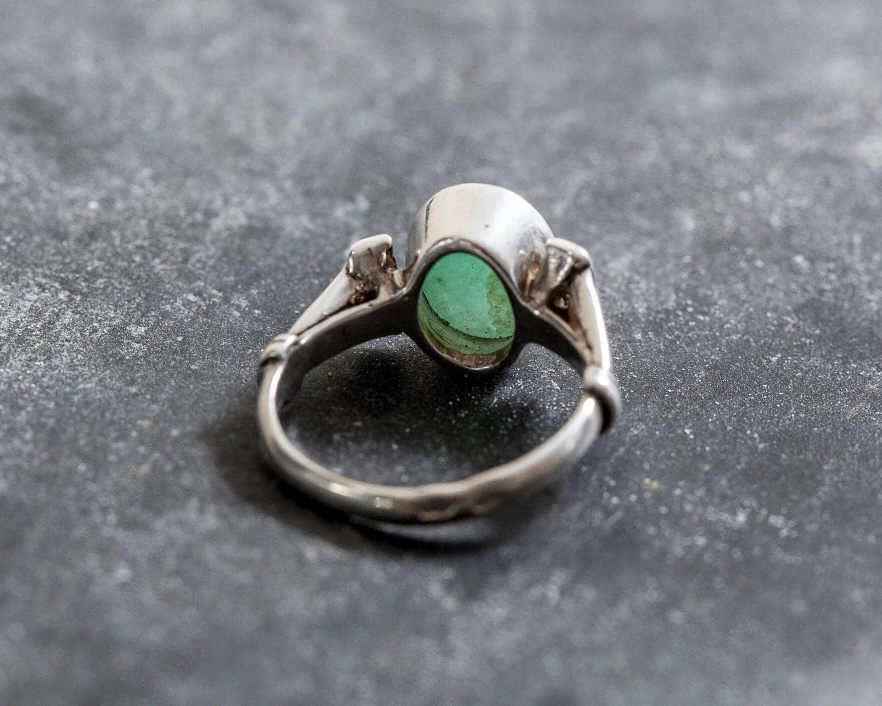 Vintage Emerald Ring - Emerald Bezel Ring - May Birthstone Ring