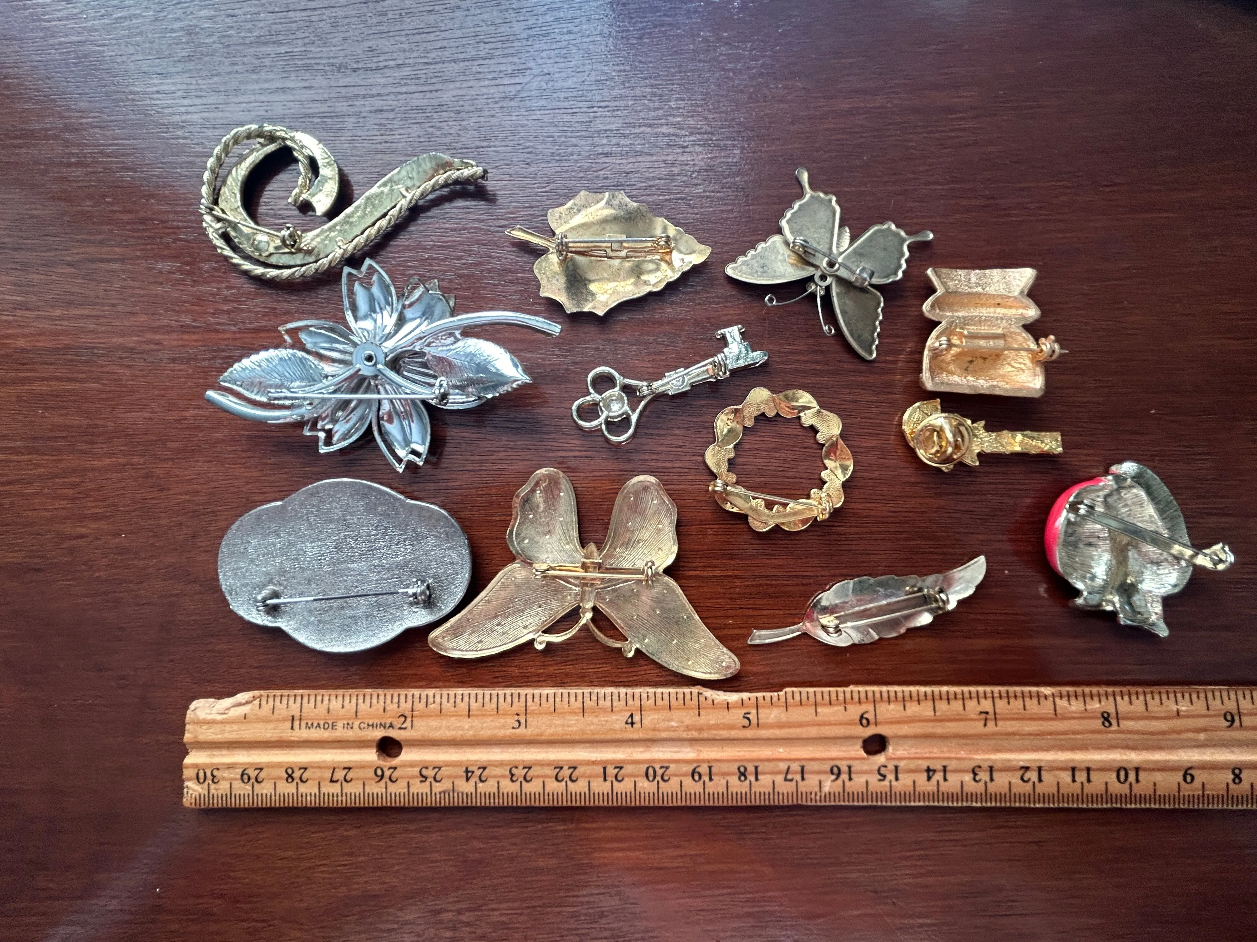 Vintage to Now Brooch Pin Lot Brooches Butterfly Enamel Gold Silver Tone & More