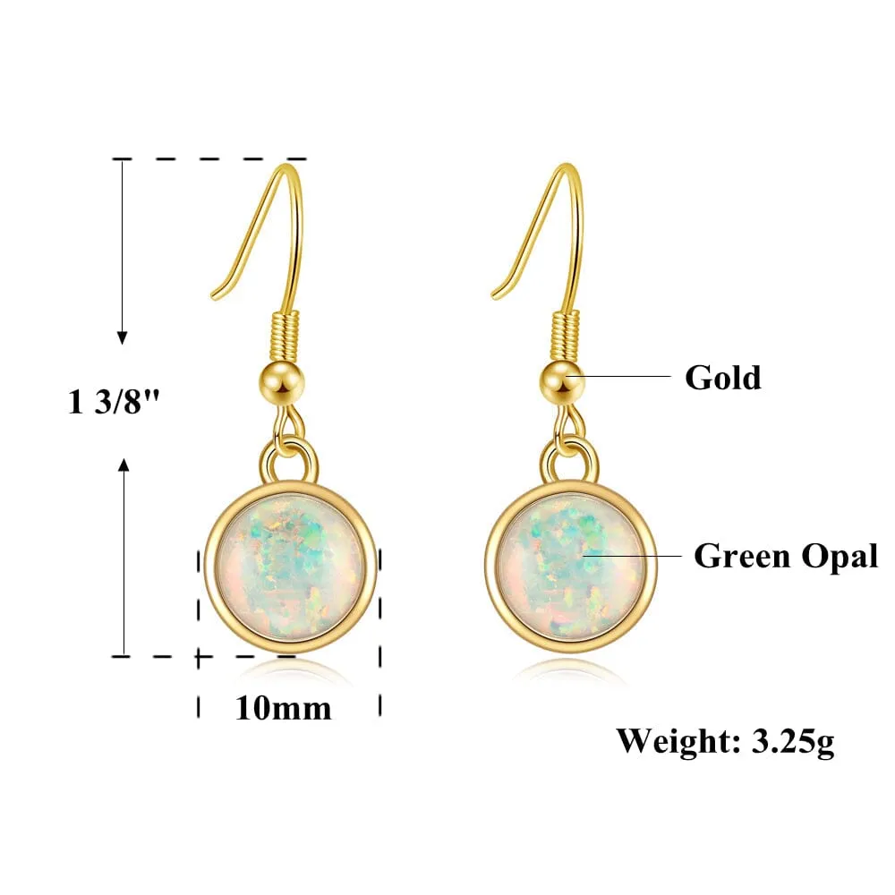 White & Green Fire Opal Yellow Gold & Silver Engagement Earrings