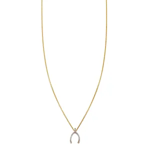 White Diamond Wishbone Necklace