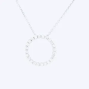 White Gold Diamond Circle Pendant Necklaces