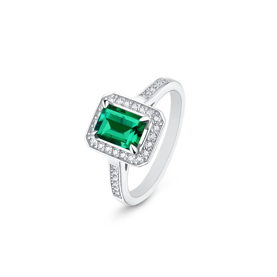 Wholesale Women's Emerald Cut Minimal Moissanite Ring in 925 Sterling Silver