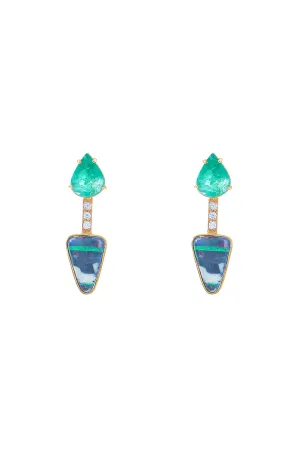 Yellow Opal Emerald Earrings