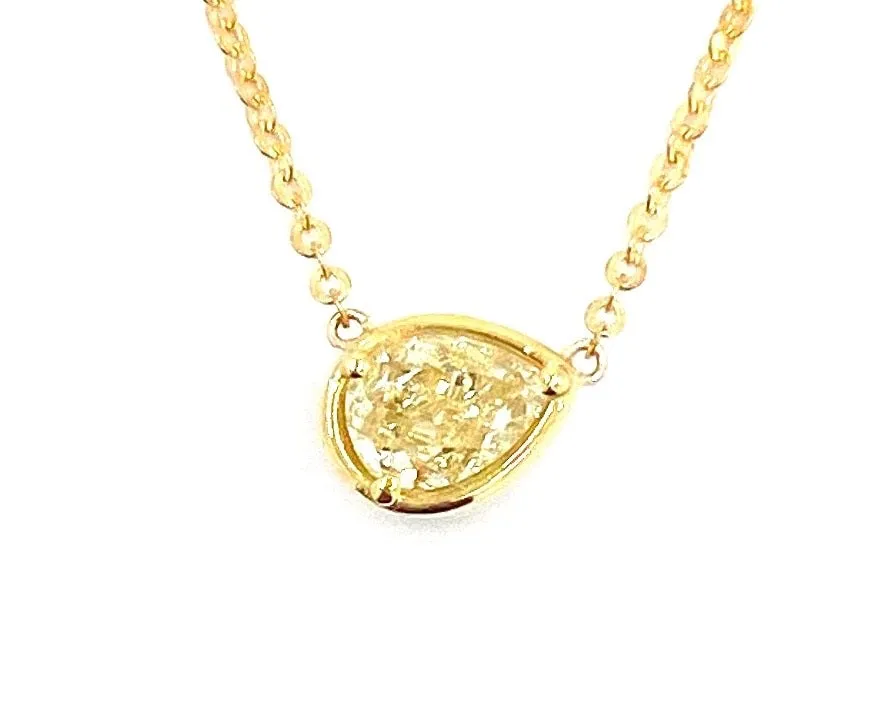 Yellow Pear Shape Diamond Necklace