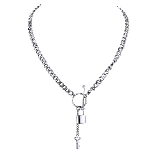 Yhpup New 316l Stainless Steel Jewelry Punk Metal Lock Pendant